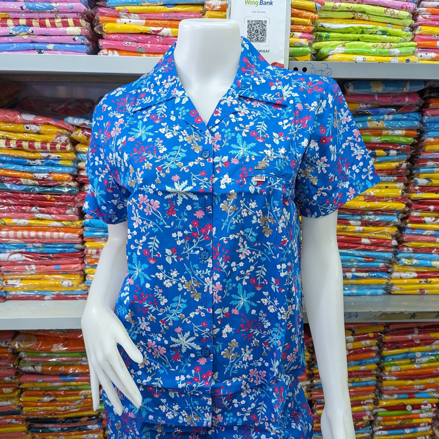 ឈុត LOOKSWOMEN សាច់រឹង ដៃខ្លី ជើងត្រការ