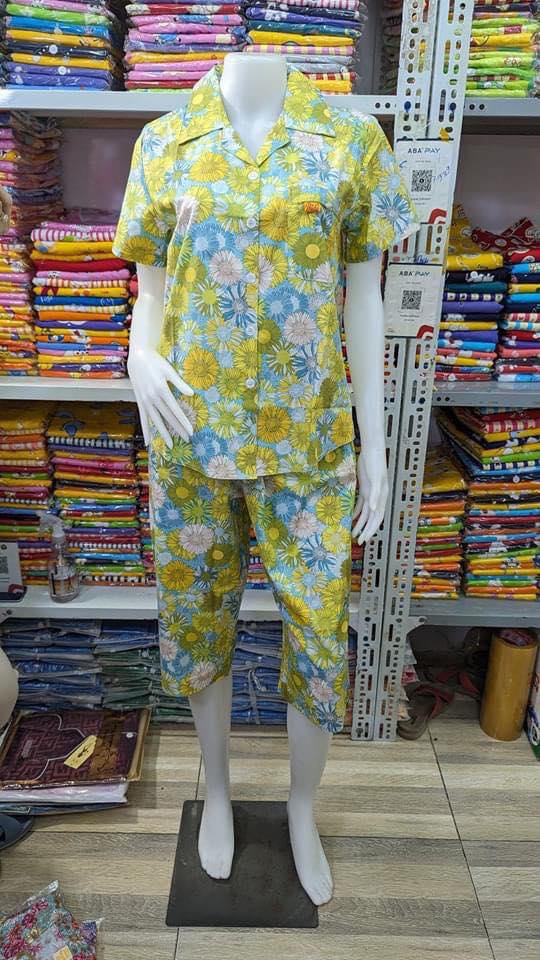 ឈុតផ្កា ធីតា សាច់អំបោះកូតុងថៃ 100%