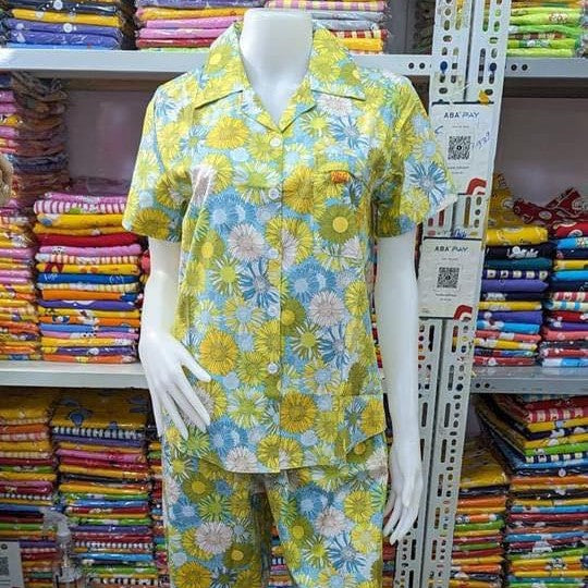 ឈុតផ្កា ធីតា សាច់អំបោះកូតុងថៃ 100%