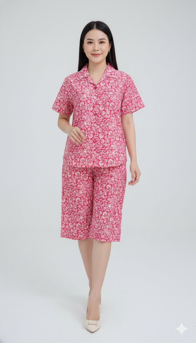 ឈុតឡុក កូតុន 100% ដៃខ្លី ជើងត្រការ