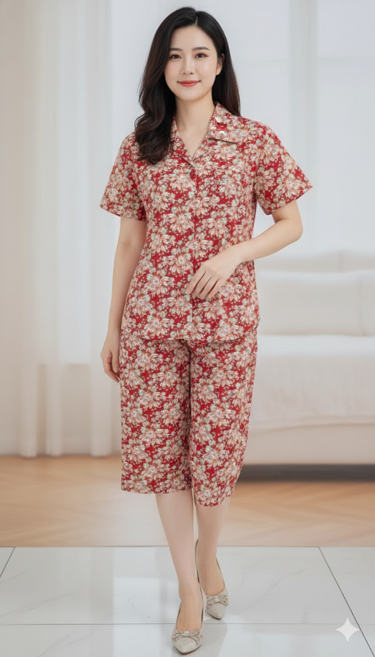 ឈុតឡុក កូតុន 100% ដៃខ្លី ជើងត្រការ